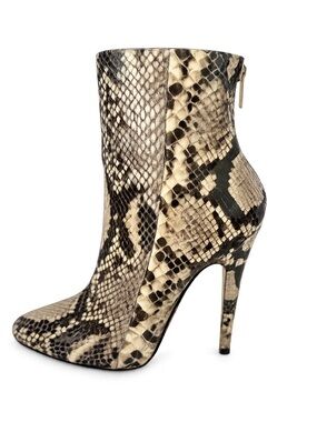 Jimmy Choo Python Boots Snakeskin Ankle Booties Stiletto Heels Black Size 40